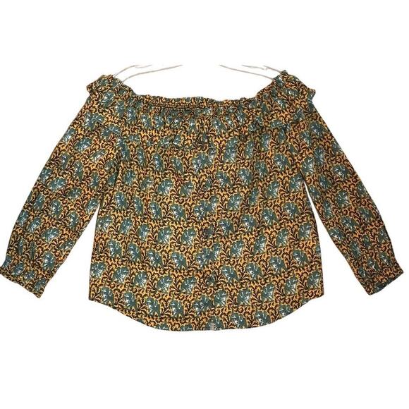 J. Crew Women’s Ratti Elephant Print Blouse Cotton NWT Size 4 Bohemian Milk Maid - Picture 5 of 16